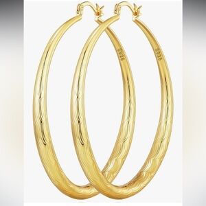 14k Gold plated Sterling 925 Hoop Earrings nickel free